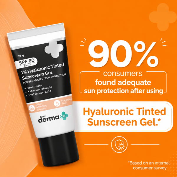 1% Hyaluronic Tinted Sunscreen Gel with SPF 60 & PA++++For Broad Spectrum Protection | 30g - Image 4