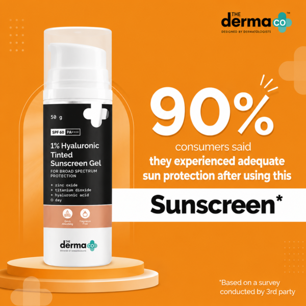 1% Hyaluronic Tinted Sunscreen Gel SPF 60 PA++++ for Broad Spectrum Protection | 50g - Image 3