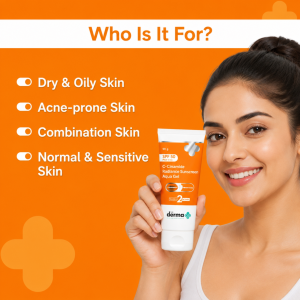 C-Cinamide Radiance Sunscreen Aqua Gel SPF 50 PA++++ with Vitamin C & Niacinamide | 80g - Image 4
